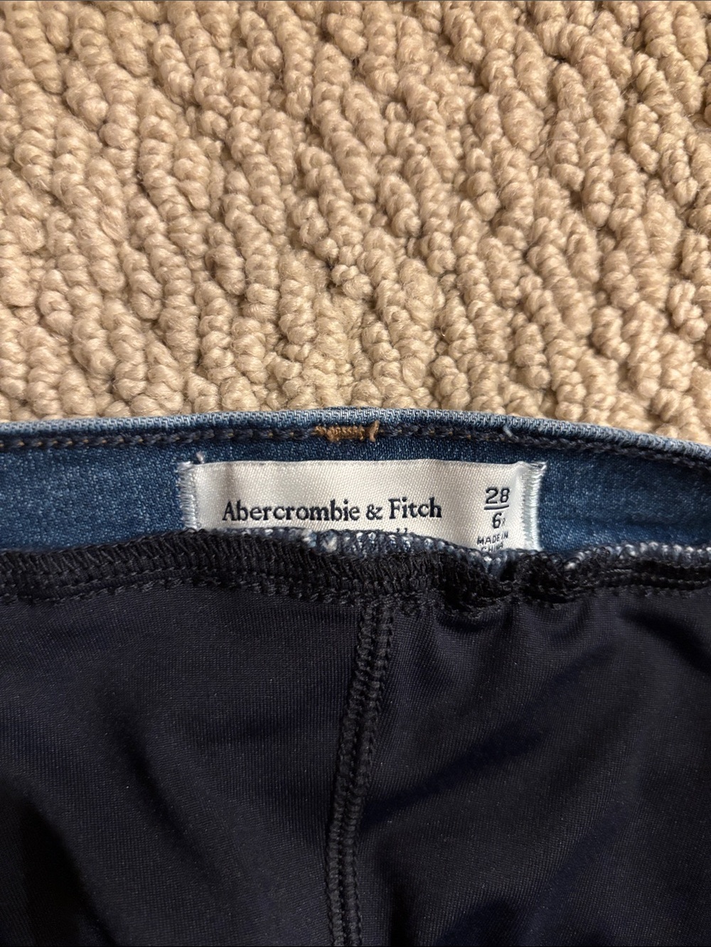 Maternity Abercrombie & Fitch Navy Leggings with Denim-Trim Waistband